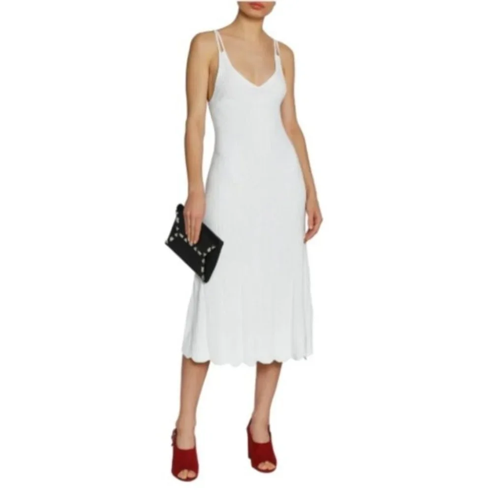 SANDRO White Bluan Knit Midi Dress - Picture 1 of 10